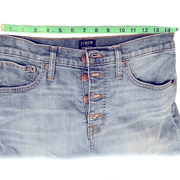 JCrew Button Fly Med Wash High-Rise Crop Flare Raw Hem Sz27 - Picture 9 of 13
